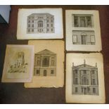 A folio series of four 18thC architectural building elevations after Robert Adam, P Hazell and