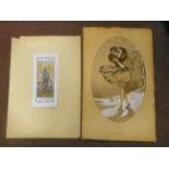 An early 20thC Art Nouveau Ex-Libris label by Architect Albert Van Huffel; and an Art Deco
