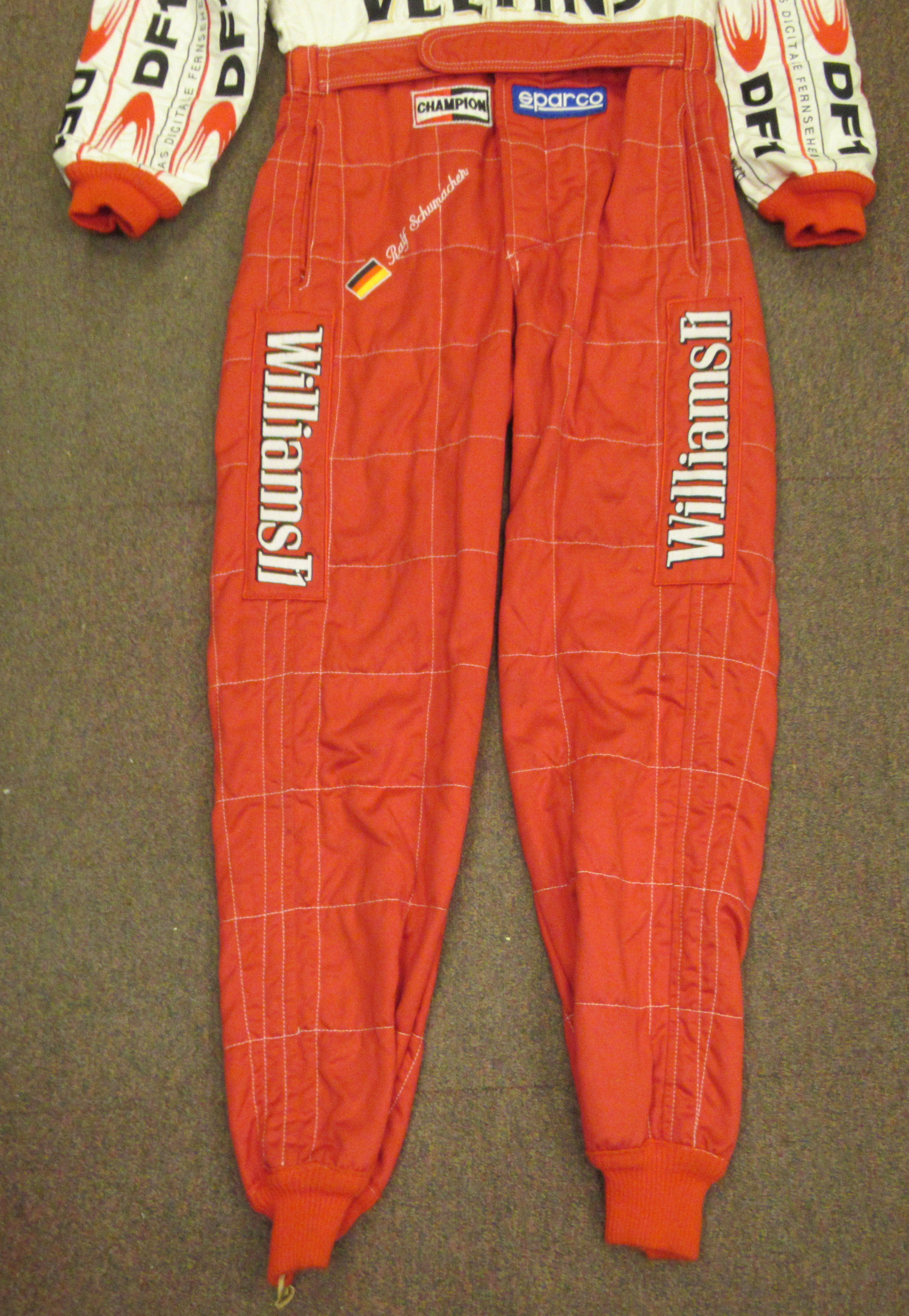 A Sparco Italian made red fabric racesuit, believed to have been owned by Ralf Schumacher, bearing - Image 5 of 12