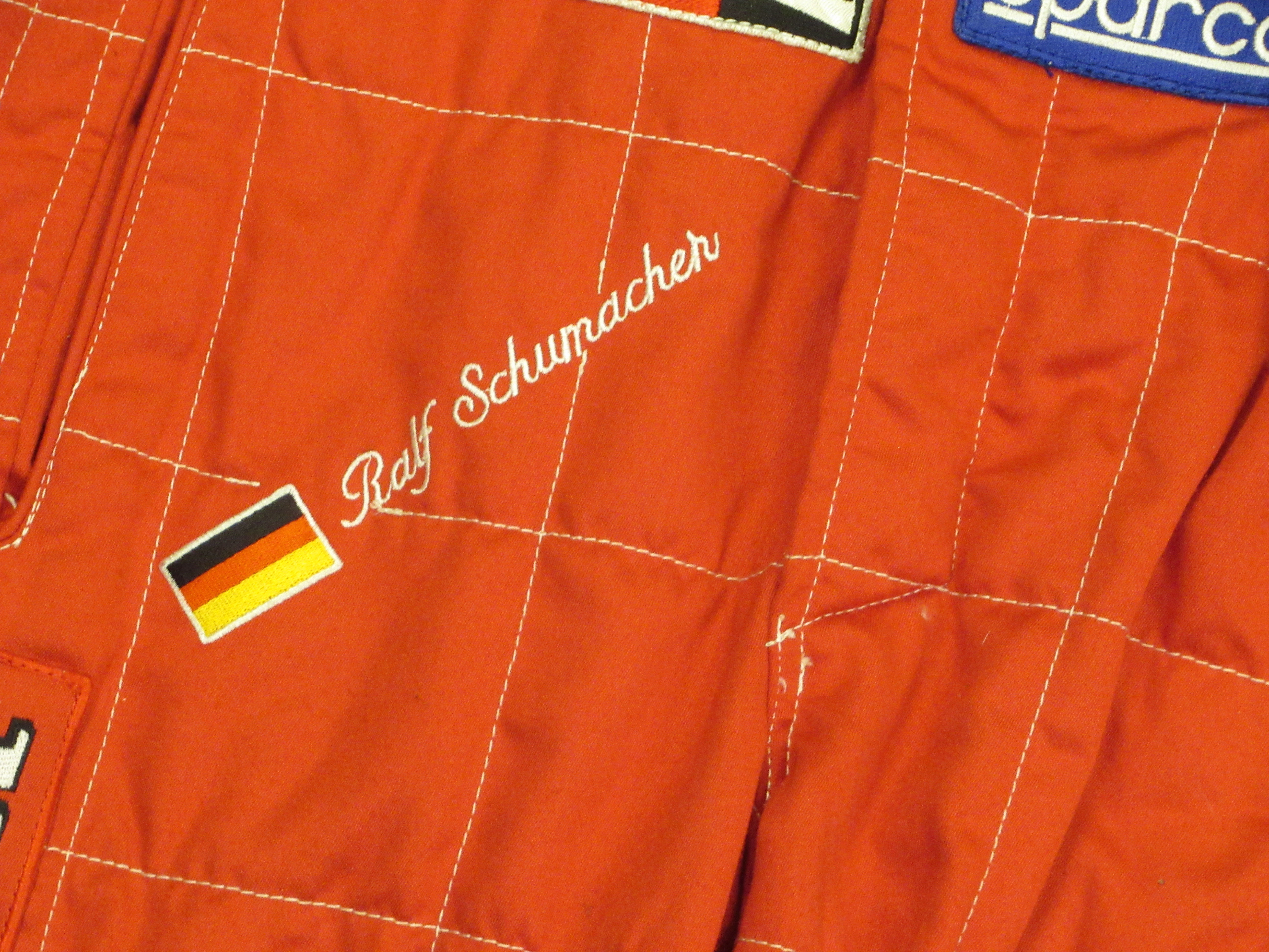 A Sparco Italian made red fabric racesuit, believed to have been owned by Ralf Schumacher, bearing - Image 6 of 12