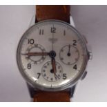 A Heuer stainless steel cased chronograph wristwatch, the movement with sweeping seconds, faced by a