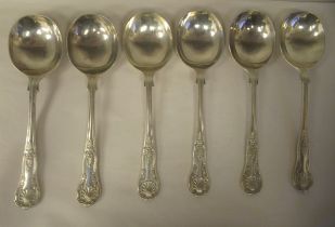 A set of six silver King's pattern soup spoons  Viners  Sheffield 1958  (approx. combined weight