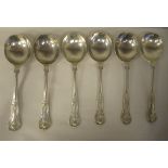 A set of six silver King's pattern soup spoons  Viners  Sheffield 1958  (approx. combined weight