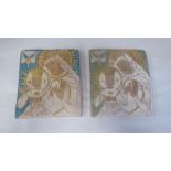 Two identical Margit Kovacs art pottery plaques, The Madonna and Child  8" x 7"