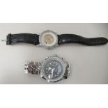A stainless steel cased bracelet watch with a rotating bezel, the movement with sweeping seconds,