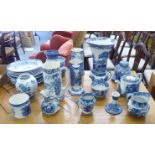 Victorian and later blue and white ceramics: to include a Copeland Spode china, Italian pattern vase