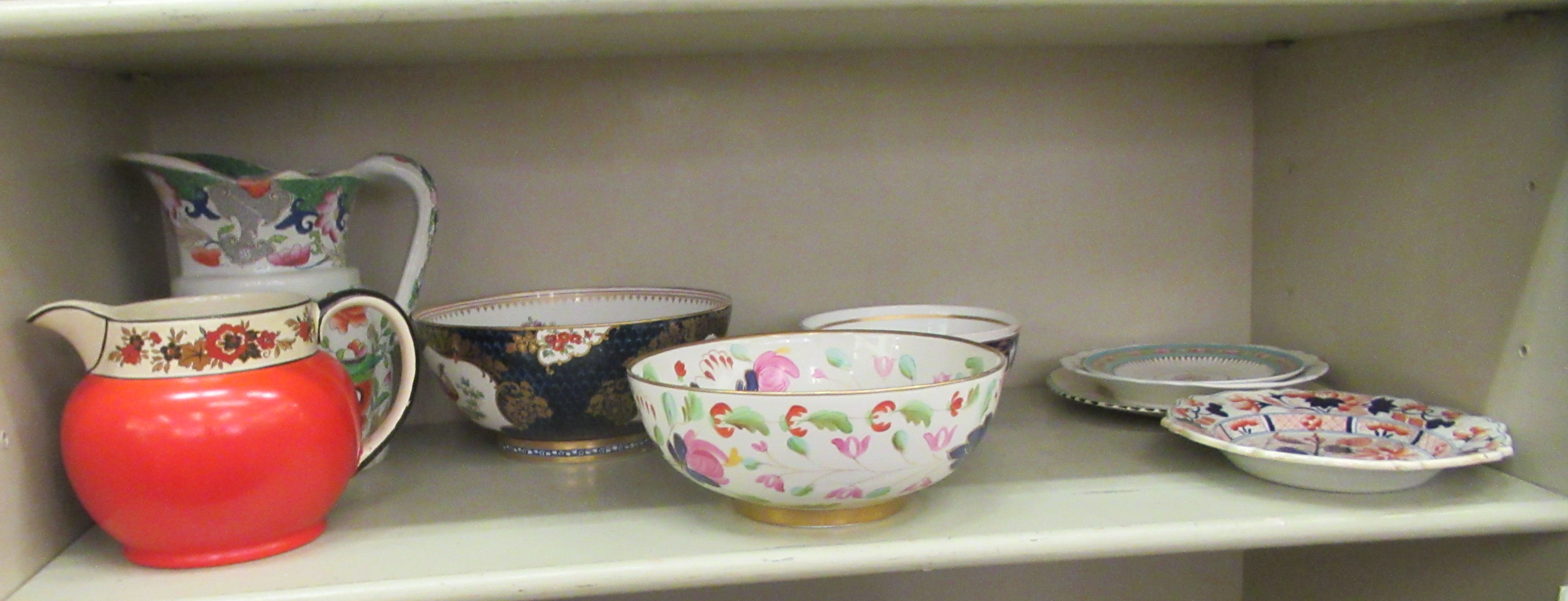 Ceramics: to include mid Victorian china bowl, decorated with floral sprigs  8"dia