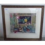 Nancy Petley-Jones - a study of a mantel piece  watercolour  bears a signature  14" x 17"  framed