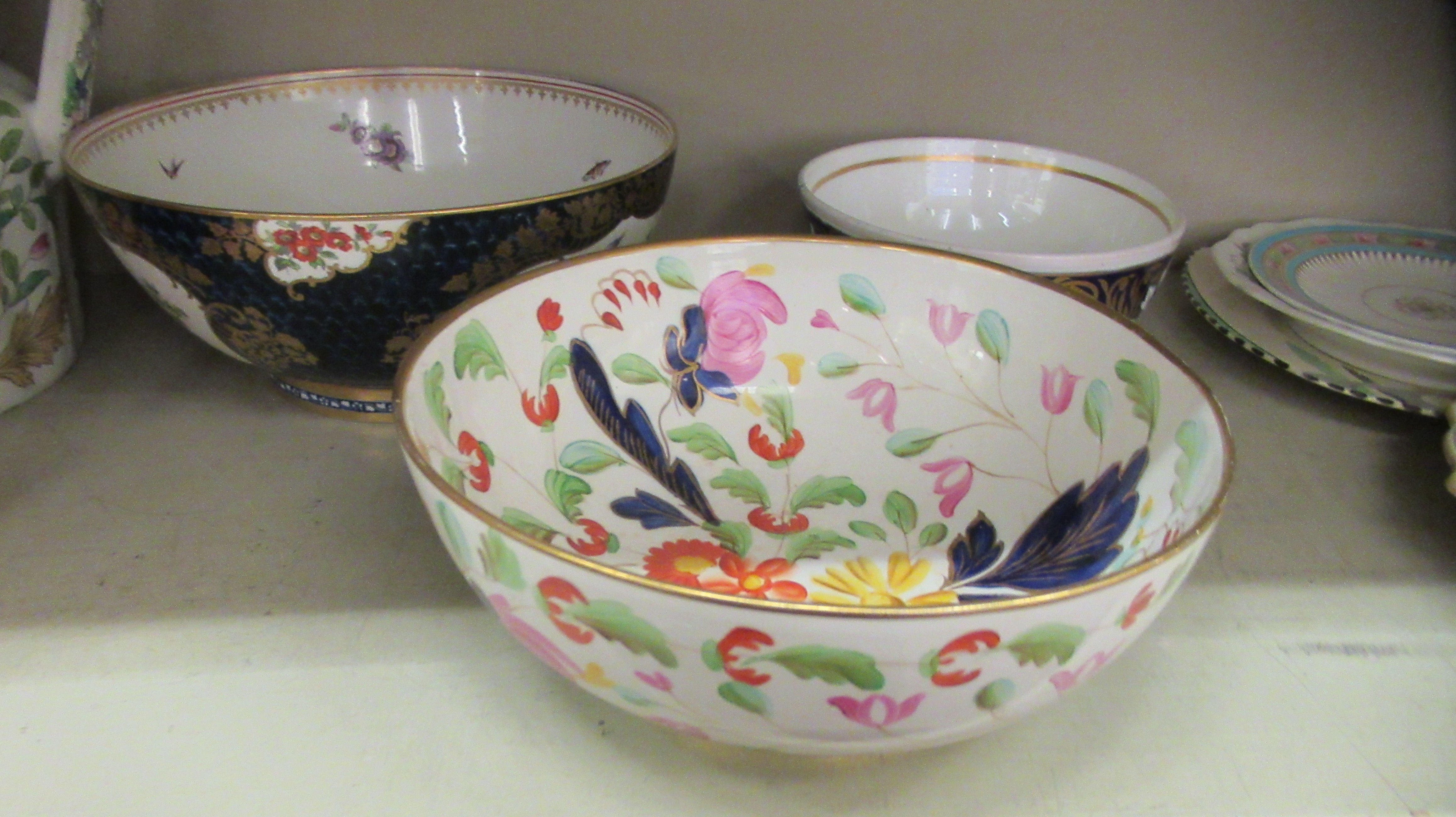 Ceramics: to include mid Victorian china bowl, decorated with floral sprigs  8"dia - Image 3 of 5