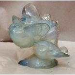 A 1930s Sabino iridescent glass model of three birds  5"h