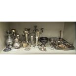 Silver plated tableware and flatware: to include teaware and candelabra  8"h