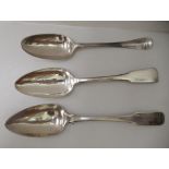 Three silver tablespoons  mixed marks