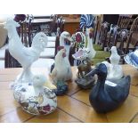 Decorative ceramics: to include a Lladro porcelain model swan  8"h