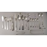 Silver and white metal flatware: to include teaspoons; and sugar tongs  mixed marks