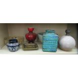 Ceramics and glassware: to include a Venetian green and gilt glass liqueur set with an ewer  8"h