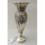 An Edwardian silver pedestal vase  Sheffield 1903  7"h