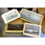 Nautical military related pictures: to include a naval fleet by Rex Phillip  oil on board  bears a