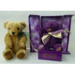 Two Merrythought Teddy bears, viz. one mohair camel coloured with mobile limbs  11"h; and a