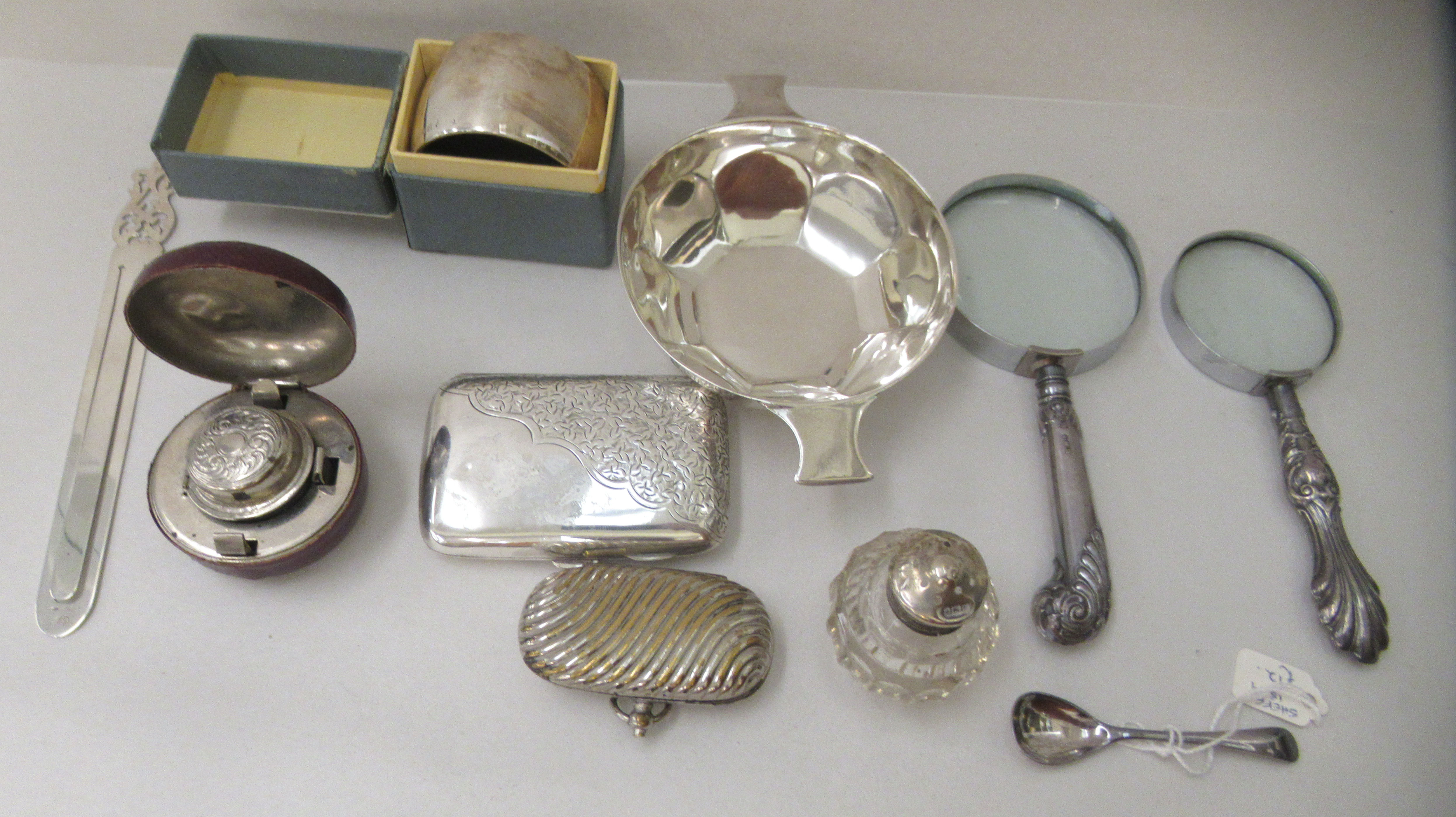 Silver, white metal and EPNS collectables: to include a quache; a napkin ring; and a combination