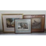 Pictures: to include a study, a bevy of pheasants  pencil  14" x 19"  framed