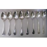 Eight Victorian and later silver variously patterned tablespoons  mixed marks