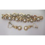 9ct gold jewellery, viz. a multilink bracelet; and a pair of matching screw type earrings, each