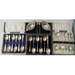 Boxed silver flatware: to include teaspoons  mixed marks