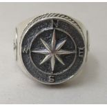 A silver coloured metal nautical style ring  stamped 925