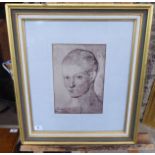 After Picasso - a monochrome print of a 1905 work, a bald figure  8" x 11"  framed