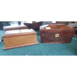 A Regency rosewood tea caddy  6"h  12"w; and a later mahogany jewellery box  5"h  11"w