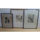 Three framed engravings: to include 'Holly Walk' by Matthew Wright  bears a pencil signature & dated