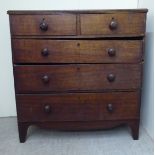 A late 19thC oak five drawer dressing chest, raised on bracket feet  38"h  36"w