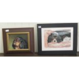 David Parry - two framed portraits of the same King Charles Spaniel  one a watercolour  bears a