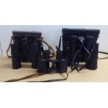 A pair of German military design Dienstglas 6x30 binoculars; another by Lieberman 20x  cased; and