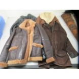 Five gentlemen's leather and other jackets  mixed sizes