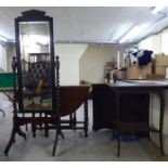 Four items of 20thC furniture: to include a 1930s oak drop leaf table  28"h  35"w