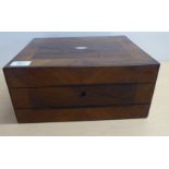 A late Victorian mahogany writing slope with straight sides and a hinged lid  6"h  12"w