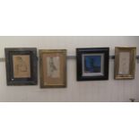 Four various prints: to include a full length nude study  5" x 11"  framed