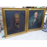 Two 19thC style head and shoulders portraits, two senior military officers  oil on canvas  each