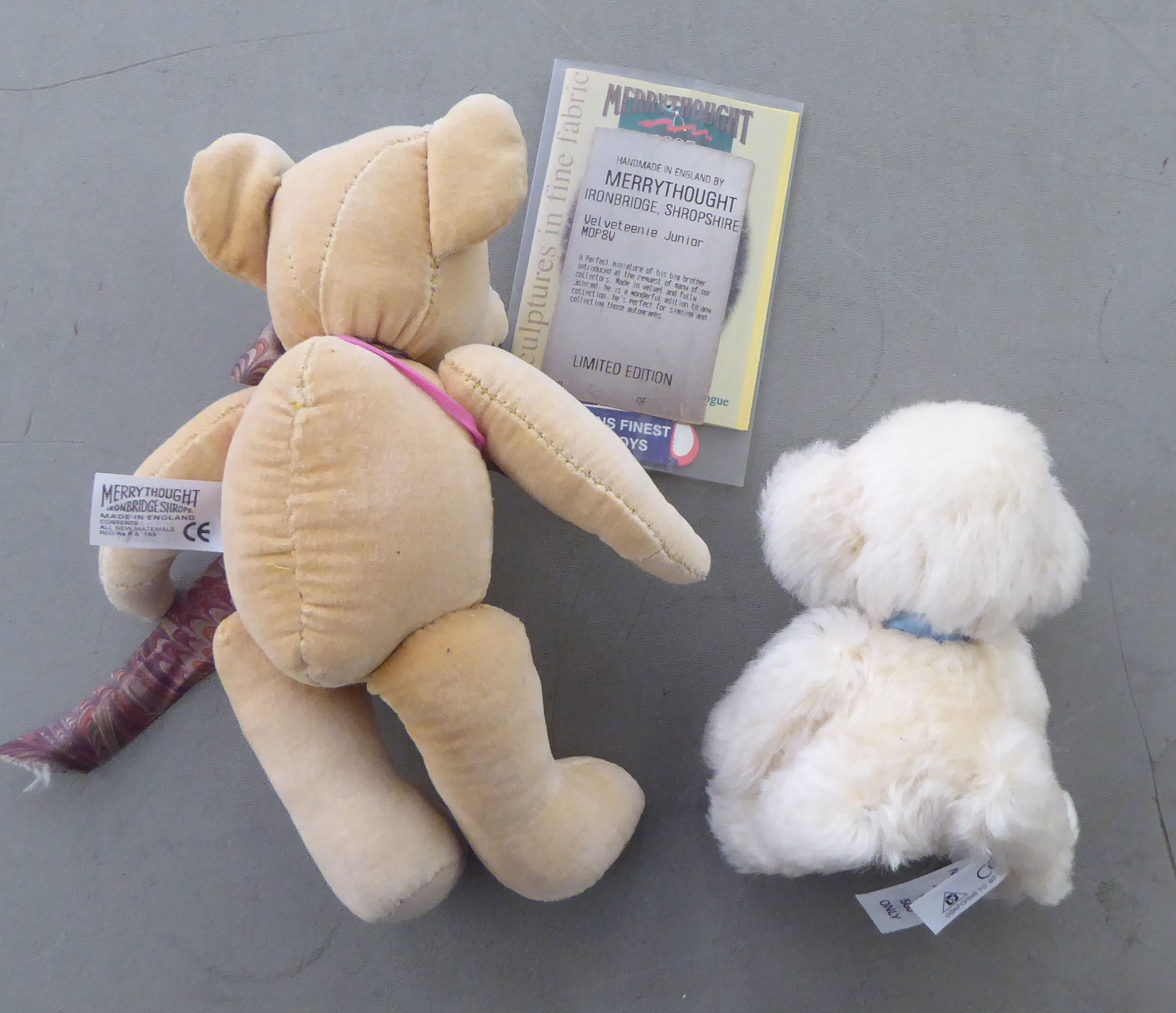 Two Merrythought Teddy bears, viz. 'Velveteenie Junior'  Limited Edition 106/500  8"h; and a - Image 2 of 6