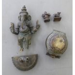 Asian bronze and other metalware: to include a figure of Ganesha  10"h