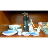 Ceramics: to include a Lladro porcelain model, a girl and swan  8.5"h