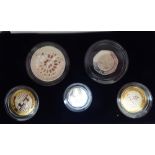 A Piedfort Collection of five United Kingdom proof coins  cased