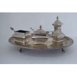 Silver and white metal collectables: to include a silver three piece condiments set  Mappin &