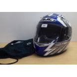 A HJC motorcycle helmet 15-16, size XL/62 1600g, model no.ECE R 22-05 with dust cover