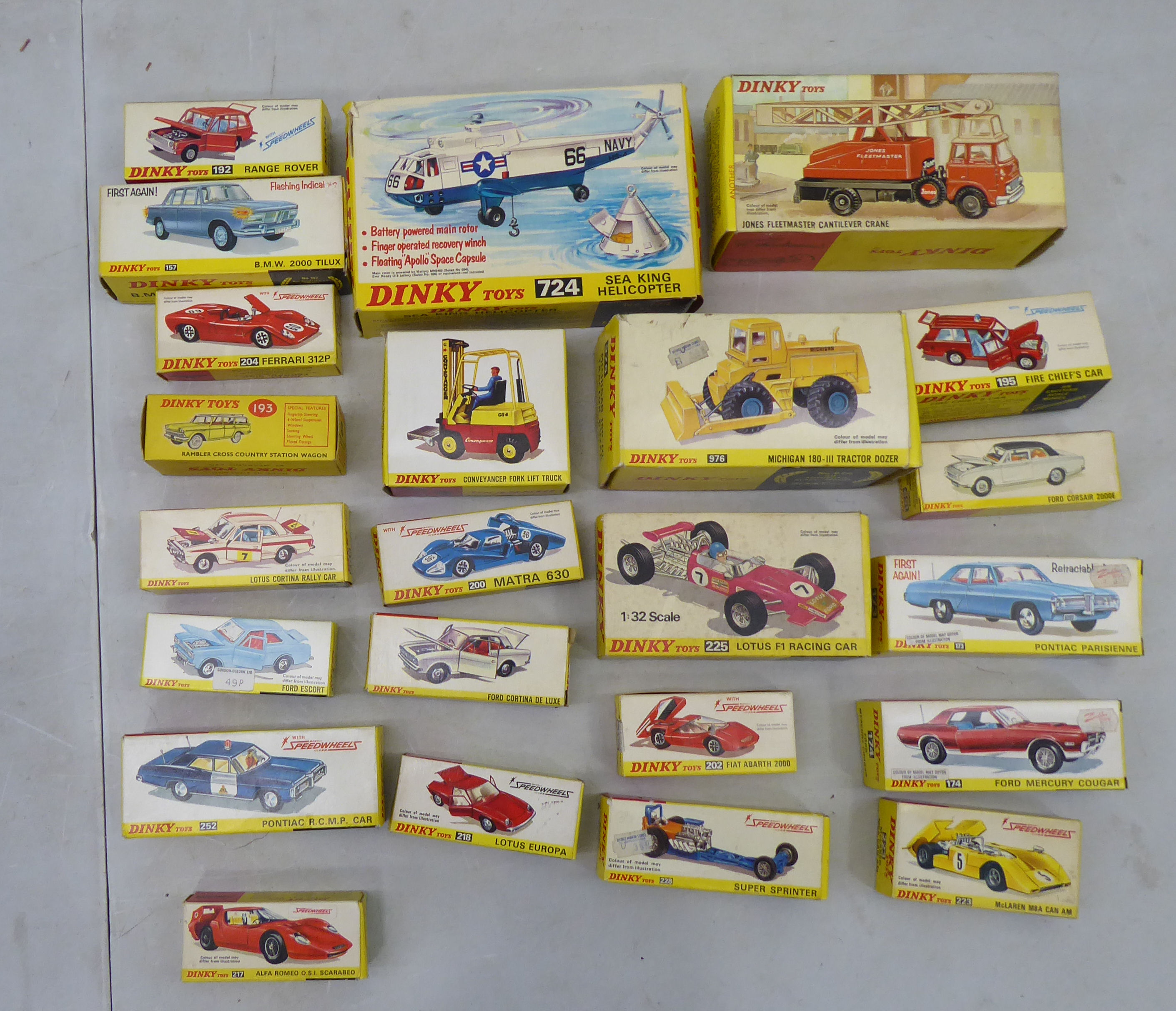 Dinky diecast model vehicles: to include a no.724 Sea King helicopter  boxed