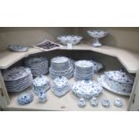 A Royal Copenhagen porcelain ribbon design blue and white tableware (pattern no. 1087)