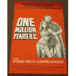 An original 1966 colour printed film poster, advertising 'One Million Years BC'  40" x 27" (This