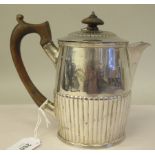 A George III design silver biggin or coffee pot of demi-reeded barrel design with a stubby covered