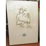 After John Lennon - a cartoon, father and child  monochrome print Limited Edition 683/3000E  bears a